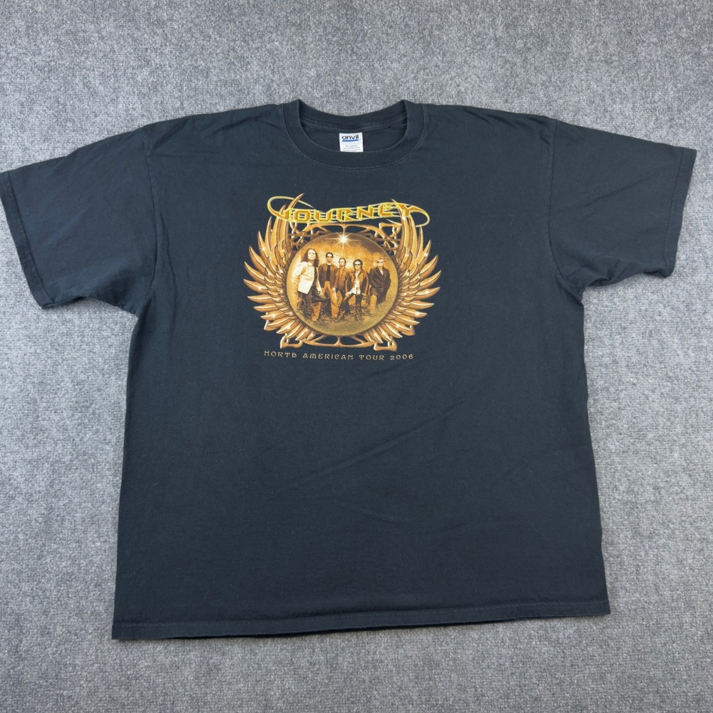 Journey North American Tour 2006 Concert T-Shirt Mens 2XL Black Anvil Band Tee